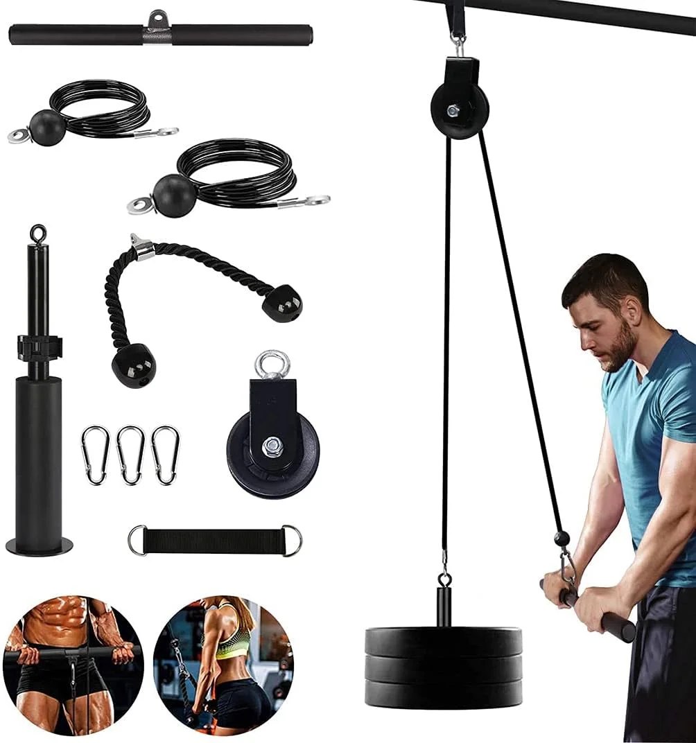 سیستم قرقره سیم کش لت و لیفت فیتنس Funito، دستگاه سیم کش دوگانه (1.8 و 2.3 متری) با پین بارگذاری ارتقا یافته برای تمرینات زیربغل سیم کش، جلو بازو، پشت، ساعد، شانه - تجهیزات باشگاه خانگی