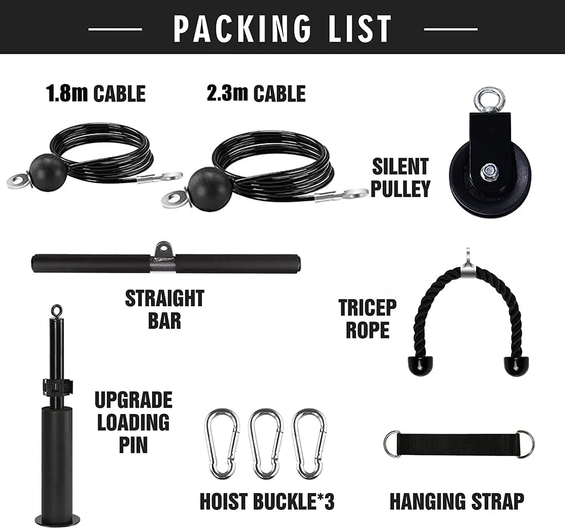 سیستم قرقره سیم کش لت و لیفت فیتنس Funito، دستگاه سیم کش دوگانه (1.8 و 2.3 متری) با پین بارگذاری ارتقا یافته برای تمرینات زیربغل سیم کش، جلو بازو، پشت، ساعد، شانه - تجهیزات باشگاه خانگی