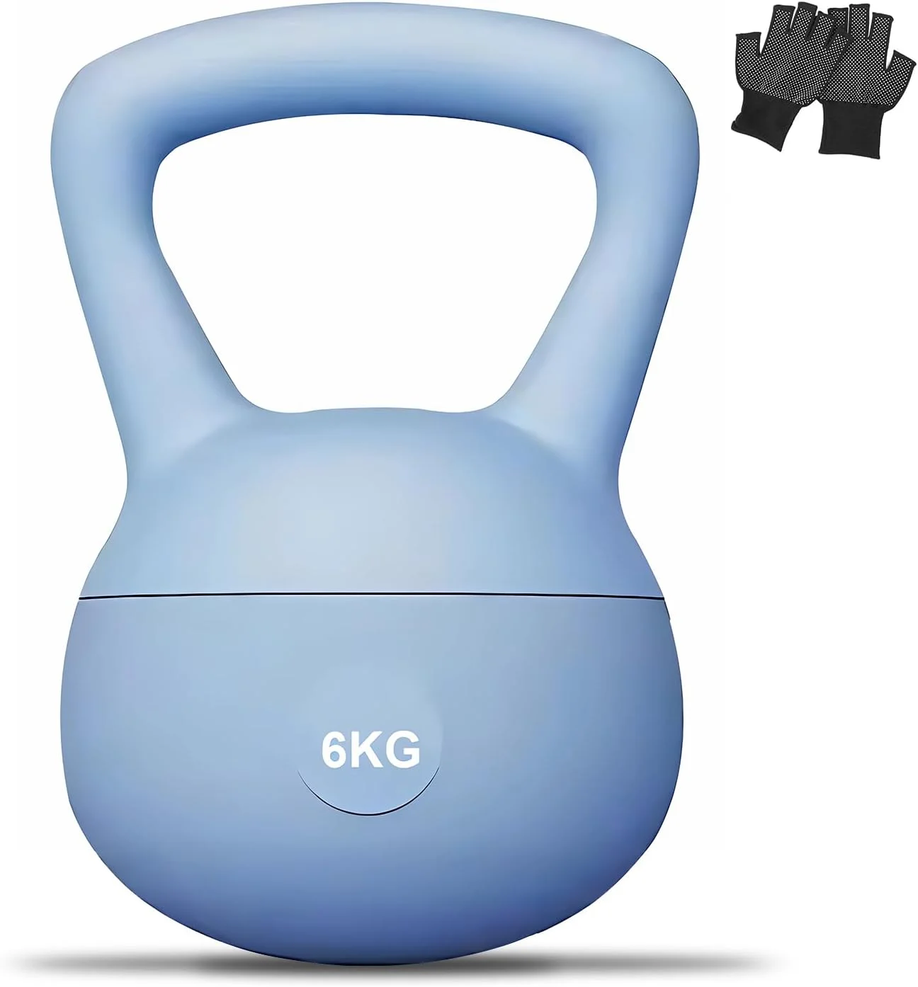 دمبل کتل بل نرم گلوکلوز با روکش PVC، پایه نرم و دسته ضد لغزش پهن برای تمرینات قدرتی، اسکات، تمرینات استقامتی، تمرینات مرکزی و فرم دهی بدن (6 کیلوگرم، آبی)