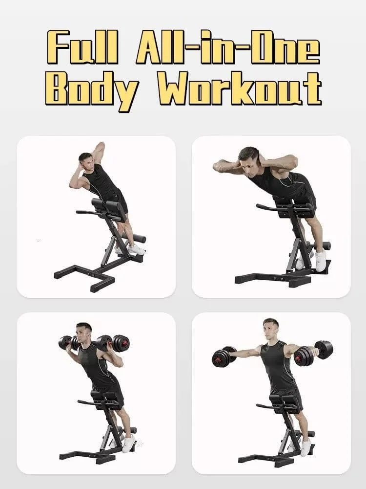 نیمکت رومی هایپراکستنشن کمر - نیمکت چند منظوره برای تمرین کامل بدن، نیمکت شیب دار و نیمکت صاف قابل تنظیم