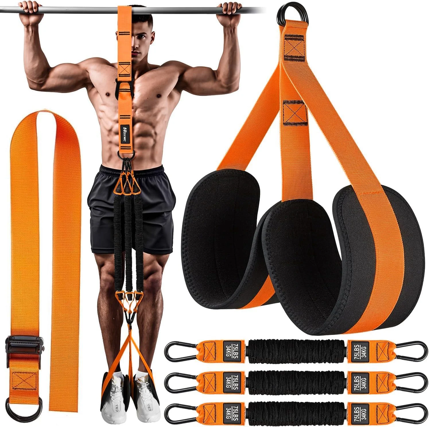 بندهای کمکی بارفیکس، بندهای مقاومتی سنگین بارفیکس، وزن/اندازه قابل تنظیم، با پشتیبانی پارچه ای پا/زانو، بندهای کمکی بارفیکس تمرین قدرتی، بندهای کمکی بارفیکس