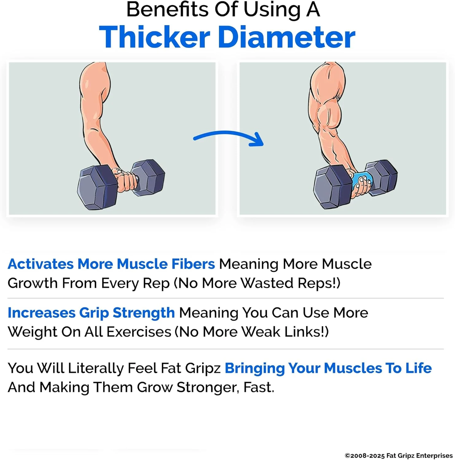 Fat Gripz Pro - راهی ساده و اثبات شده برای داشتن عضلات دوسر بازو و ساعد بزرگتر (برنده جایزه مجله Men’s Health Home Gym در سال 2020) (قطر خارجی 2.25 اینچ)