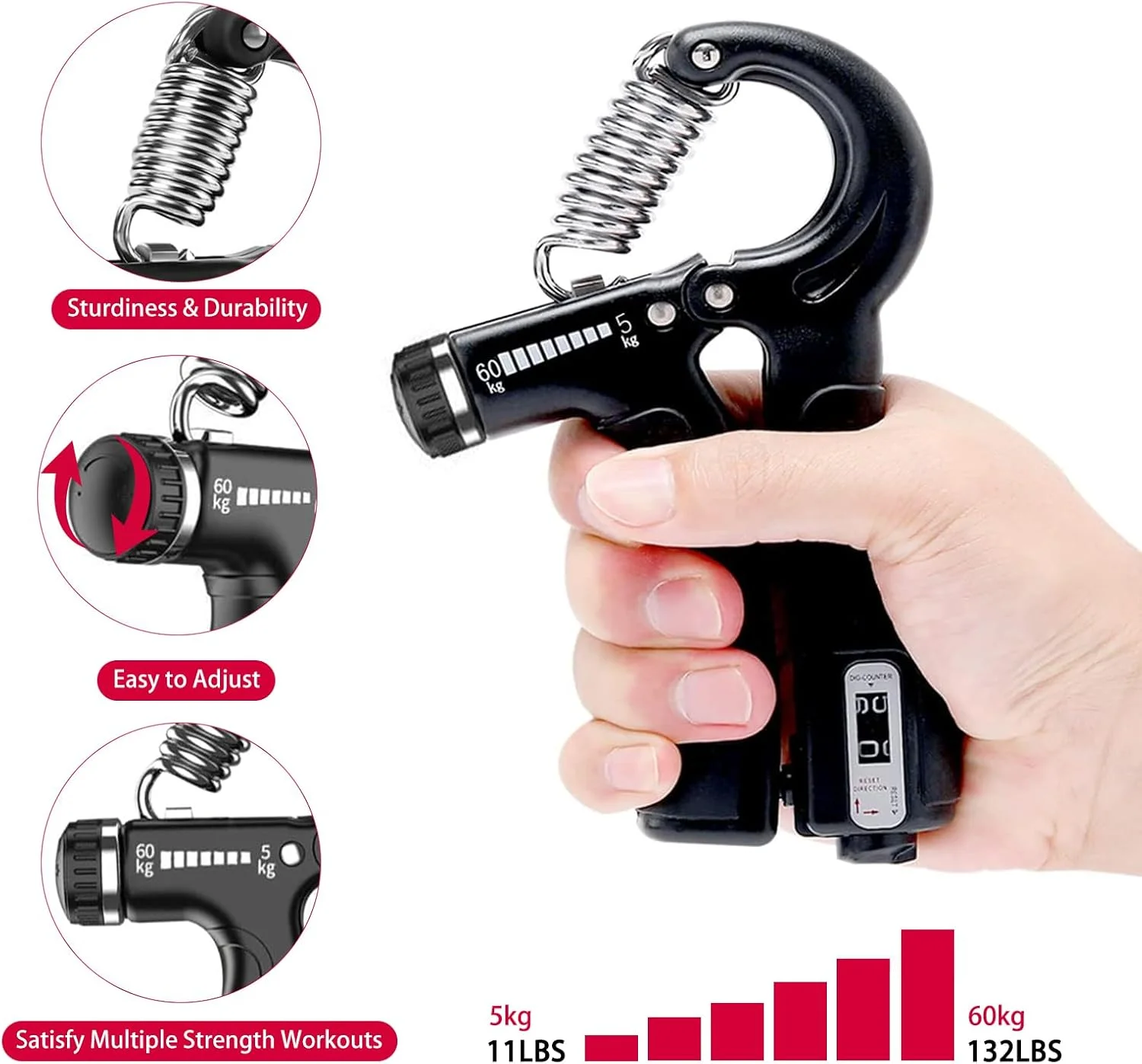 ست تقویت کننده قدرت مچ دست (6 تکه) شامل تمرین دهنده انگشت، تقویت کننده مچ دست، تمرین دهنده قابل تنظیم ساعد، تمرین دهنده باز کننده دست و توپ ضد استرس برای ورزشکاران