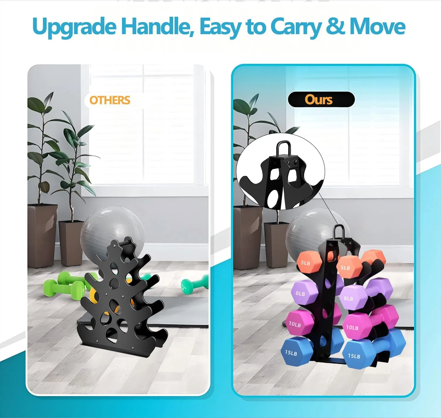 پایه نگهدارنده وزنه دمبل، پایه دمبل فشرده A-شکل EXBTOKA (فقط پایه)، پایه دمبل با دسته، برای تمرینات ورزشی خانگی