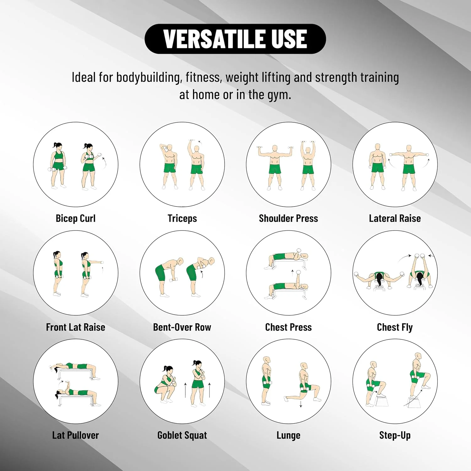 دمبل ثابت با روکش لاستیکی بی پایان | جنس: آهن و لاستیک | ایده آل برای بدنسازی، تناسب اندام، وزنه برداری و تمرین در خانه یا باشگاه | برای مردان و زنان