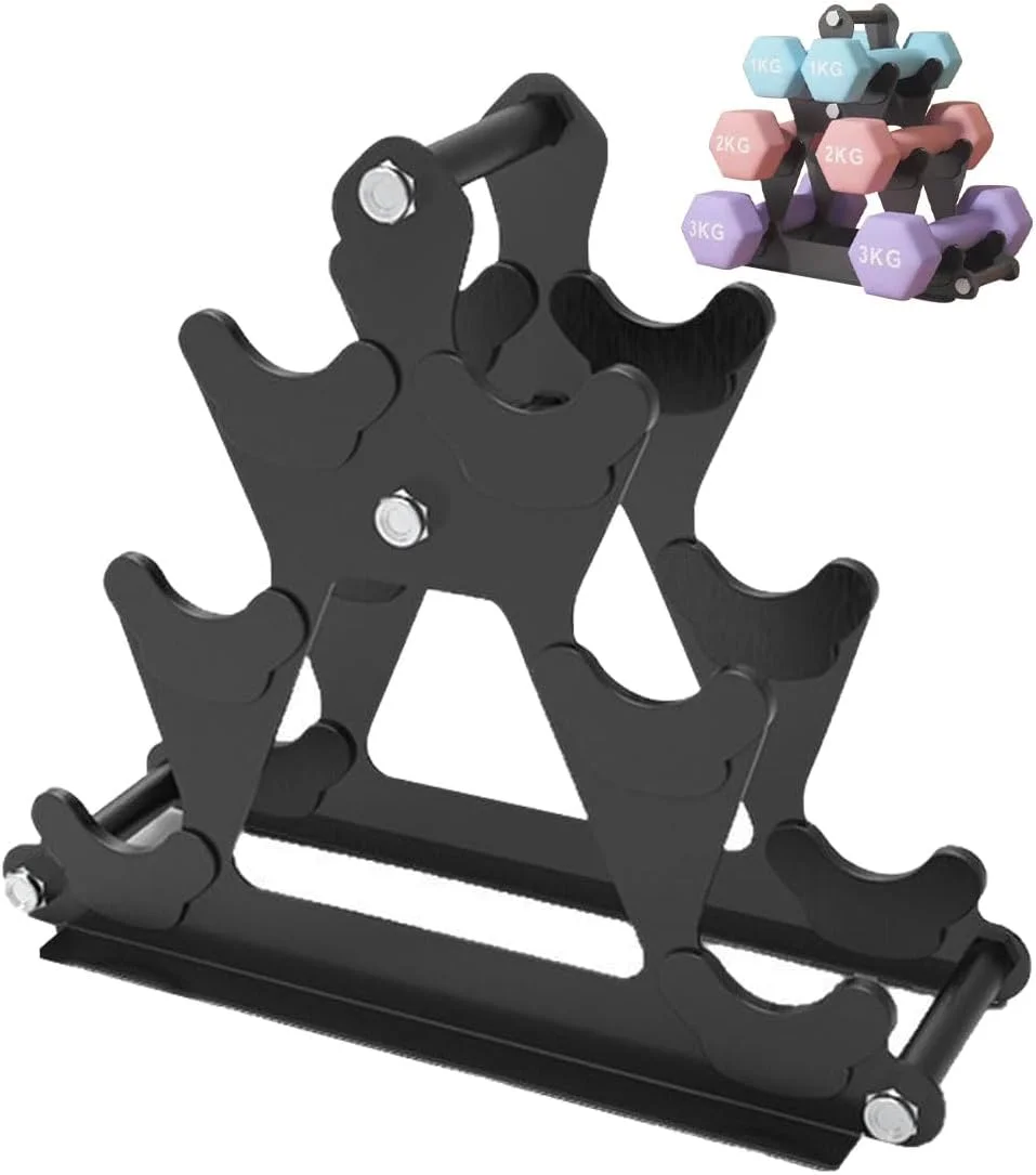 نگهدارنده فلزی دمبل، استند وزنه باشگاه خانگی، 2 آچار، 3 طبقه، مقاوم در برابر سایش، استند نگهداری وزنه تمرین قدرتی، فولاد کربنی سنگین، سازمان دهنده وزنه های دیواری، حداکثر بار 100 کیلوگرم