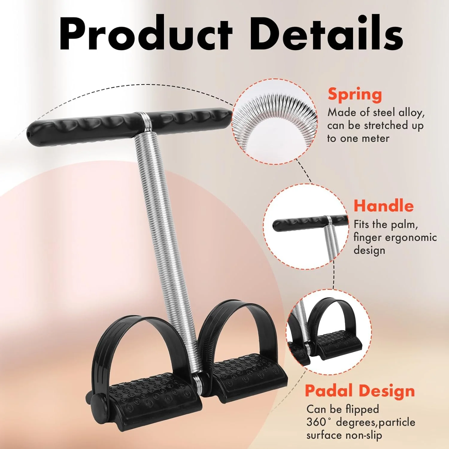 دستگاه کششی الاستیک برای تمرینات شکم و پا، کش الاستیک پدالی یوگا، نوار مقاومتی، تمرینات لاغری ورزشی، برای تمرینات کششی و لاغری شکم/کمر/بازو/پا