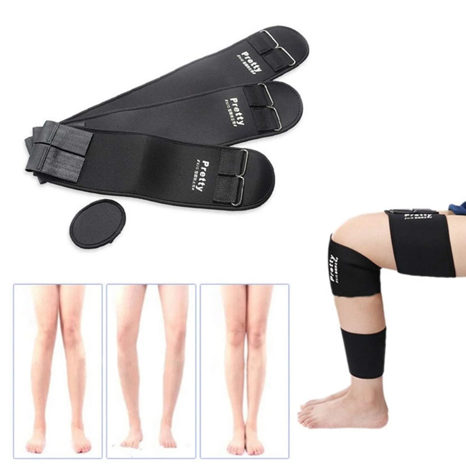 ست اصلاح کننده وضعیت پا قابل تنظیم تجهیزات ورزشی، کمربند پشتیبانی پا 3 تکه، باند اصلاح کننده وضعیت پا (40 کیلوگرم - 60 کیلوگرم)