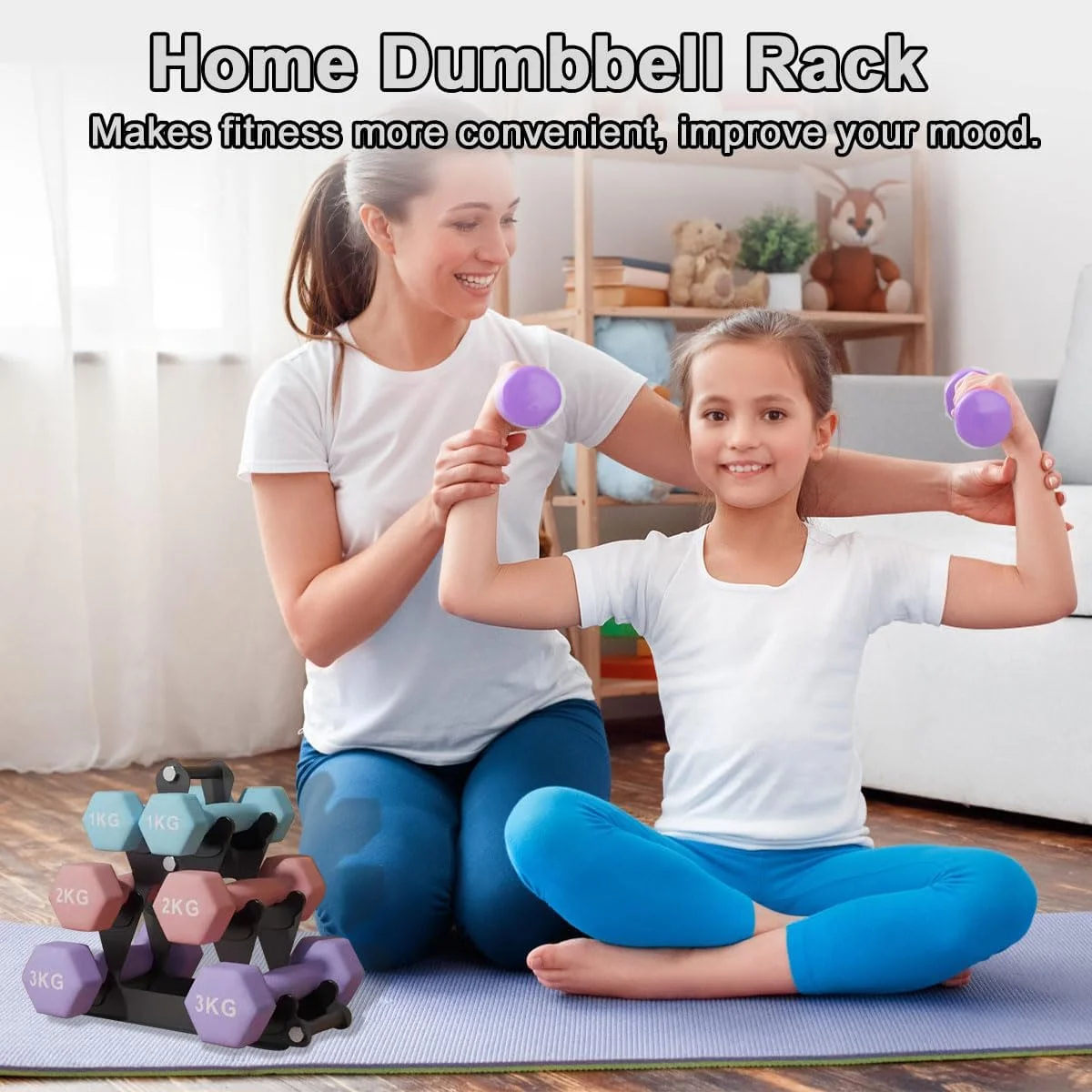 نگهدارنده فلزی دمبل، استند وزنه باشگاه خانگی، 2 آچار، 3 طبقه، مقاوم در برابر سایش، استند نگهداری وزنه تمرین قدرتی، فولاد کربنی سنگین، سازمان دهنده وزنه های دیواری، حداکثر بار 100 کیلوگرم