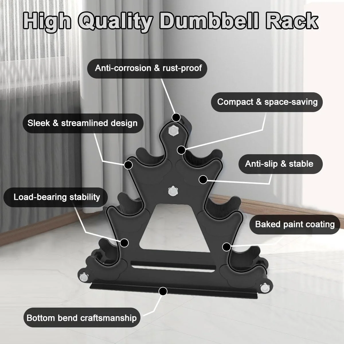 نگهدارنده فلزی دمبل، استند وزنه باشگاه خانگی، 2 آچار، 3 طبقه، مقاوم در برابر سایش، استند نگهداری وزنه تمرین قدرتی، فولاد کربنی سنگین، سازمان دهنده وزنه های دیواری، حداکثر بار 100 کیلوگرم