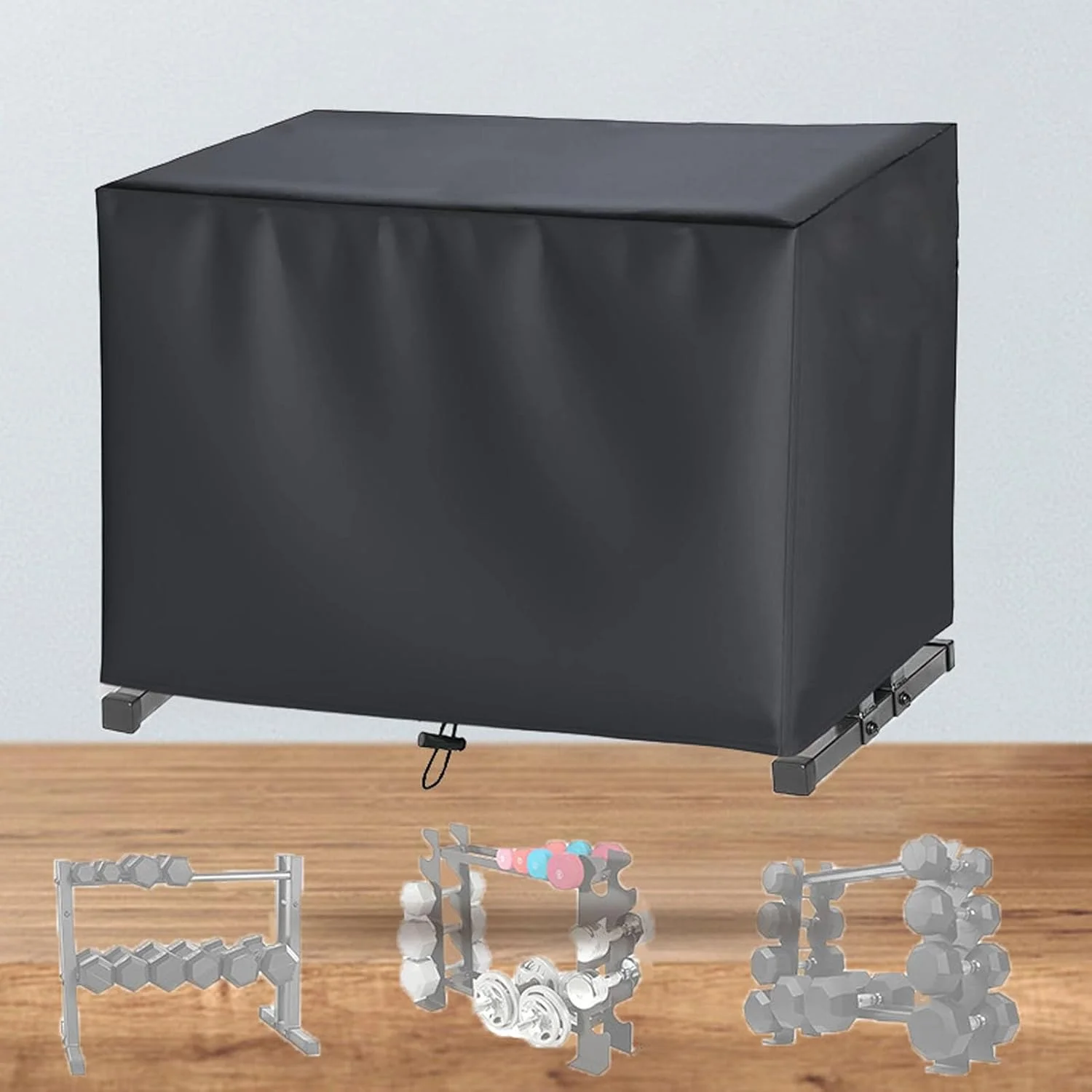 روکش رک دمبل، روکش پارچه آکسفورد مقاوم در برابر آب برای باشگاه خانگی، رک های دمبل 3 طبقه با قابلیت تنفس، طراحی شده برای رک های وزنه دمبل 68x25x53 سانتی متر