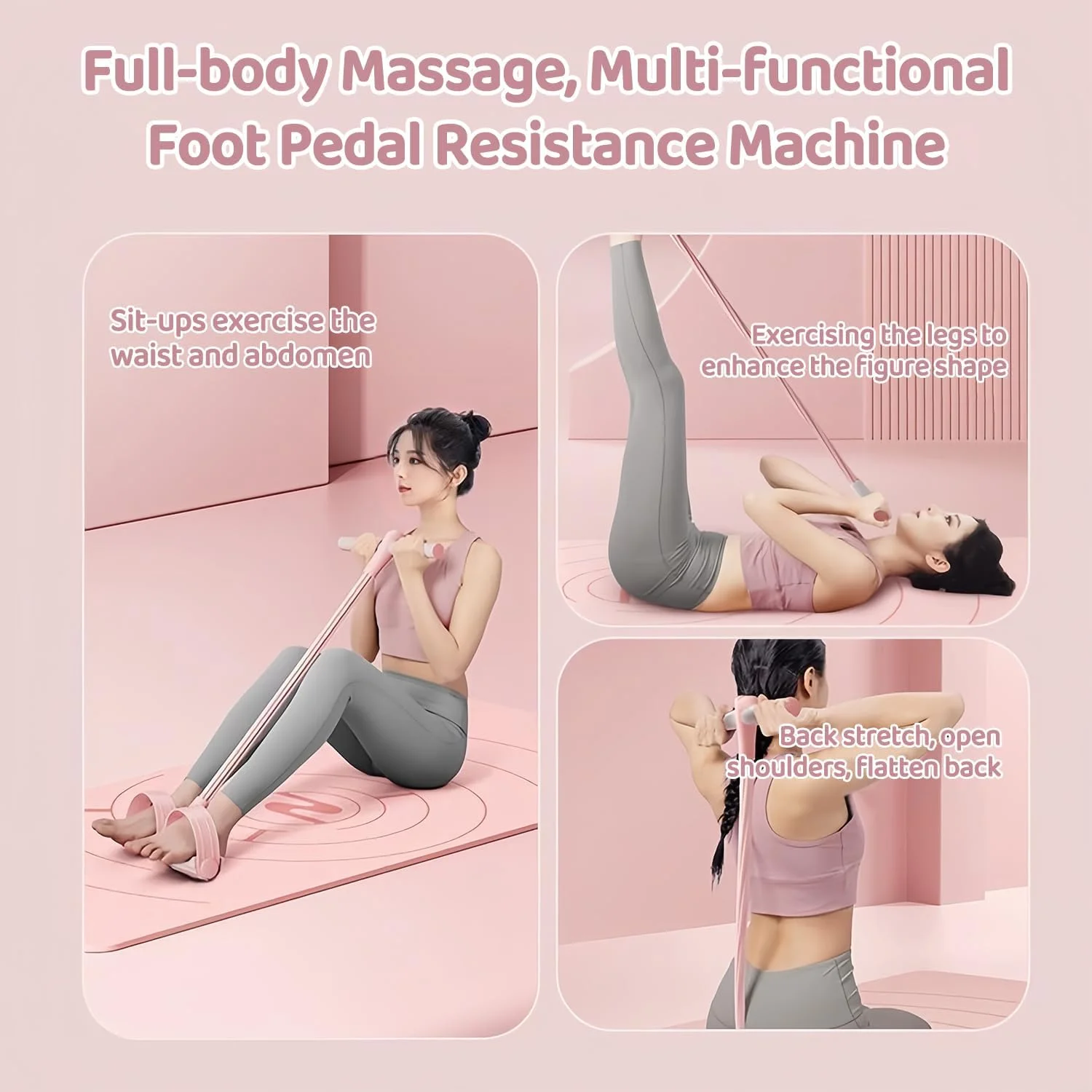 کش مقاومتی پدالی 6 لوله DMG، تمرین کل بدن، طراحی 6 لوله با پدال های ضد لغزش و دسته های فومی، تمرین بازو، سینه، شکم، پا، باسن، برای باشگاه خانگی