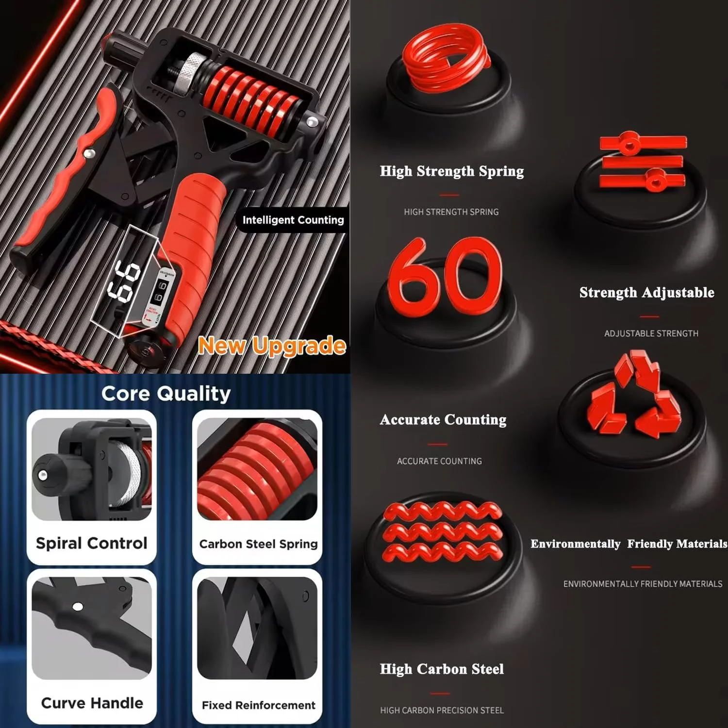 تقویت کننده قدرت مچ با فنر دوبل، تمرین دهنده تقویت مچ دست، تمرین دهنده ساعد قابل تنظیم 5-165 کیلوگرم با شمارنده، ابزار تقویت قدرت مچ برای فشار دادن دست، تقویت کننده ساعد، تمرین انگشت
