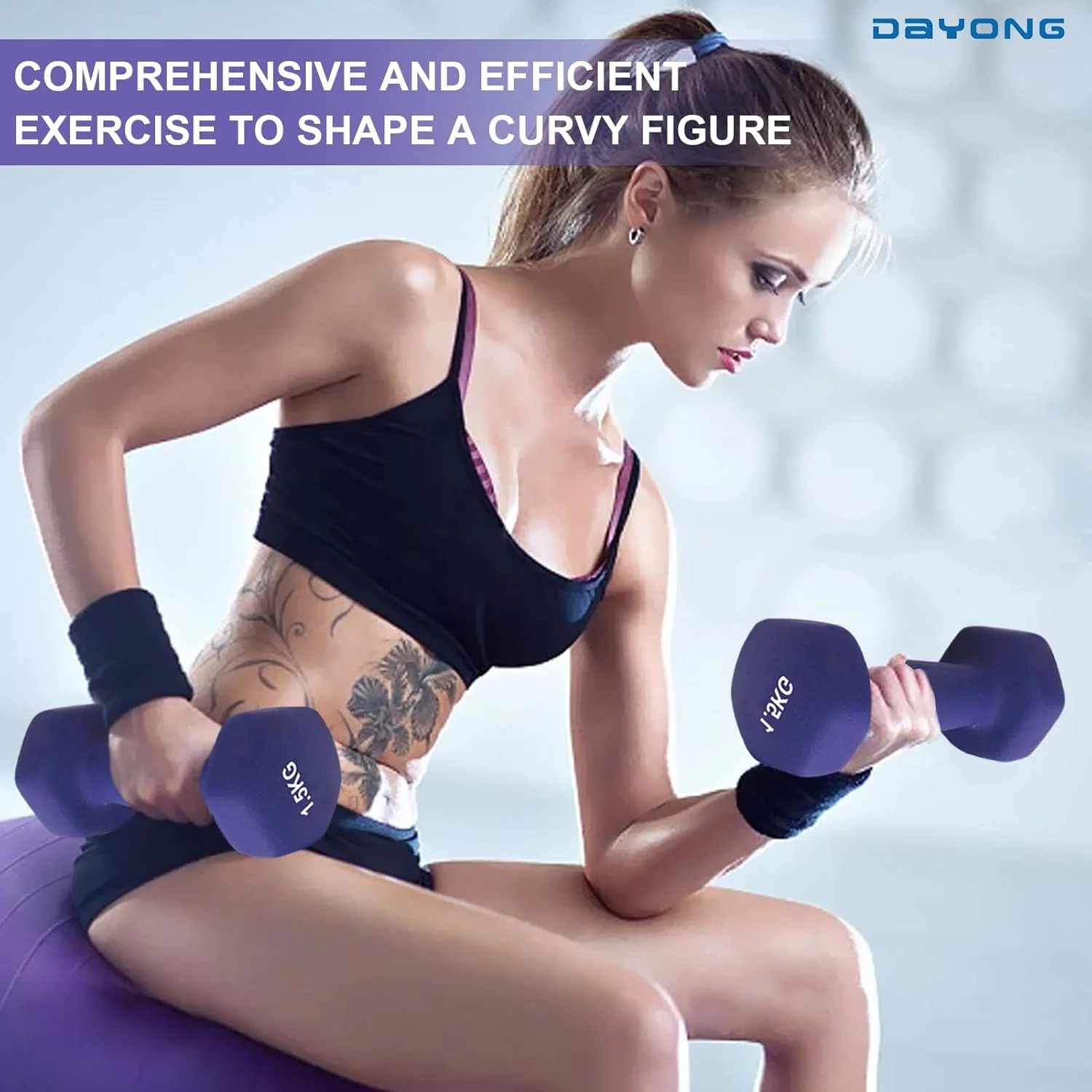 ست دمبل ورزشی دایونگ (2 عددی)، دمبل های شش ضلعی مات برای آقایان و بانوان، تجهیزات باشگاه خانگی برای تمرینات قدرتی، تقویت عضلات.