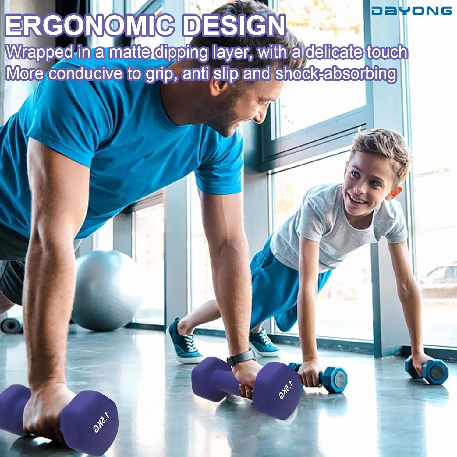 ست دمبل ورزشی دایونگ (2 عددی)، دمبل های شش ضلعی مات برای آقایان و بانوان، تجهیزات باشگاه خانگی برای تمرینات قدرتی، تقویت عضلات.