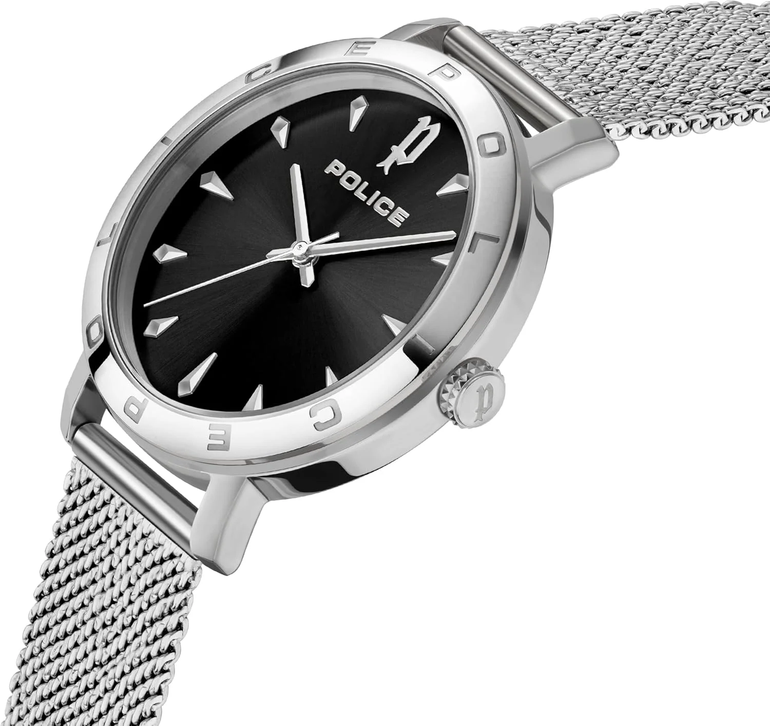 ساعت مچی آنالوگ زنانه پلیس مدل Ponta با صفحه مشکی و بند استیل نقره ای - 36 میلی متر