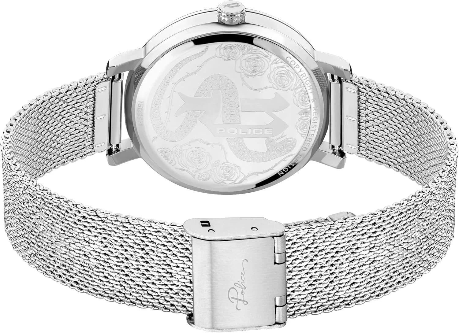 ساعت مچی آنالوگ زنانه پلیس مدل Ponta با صفحه مشکی و بند استیل نقره ای - 36 میلی متر