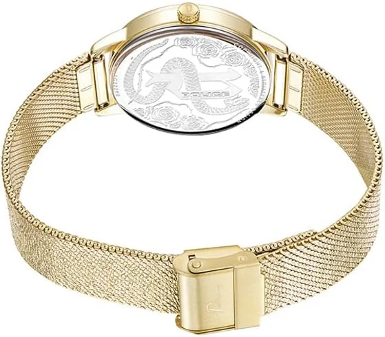 ساعت پلیس Camii زنانه صفحه صدف صورتی و دستبند توری با روکش طلای زرد