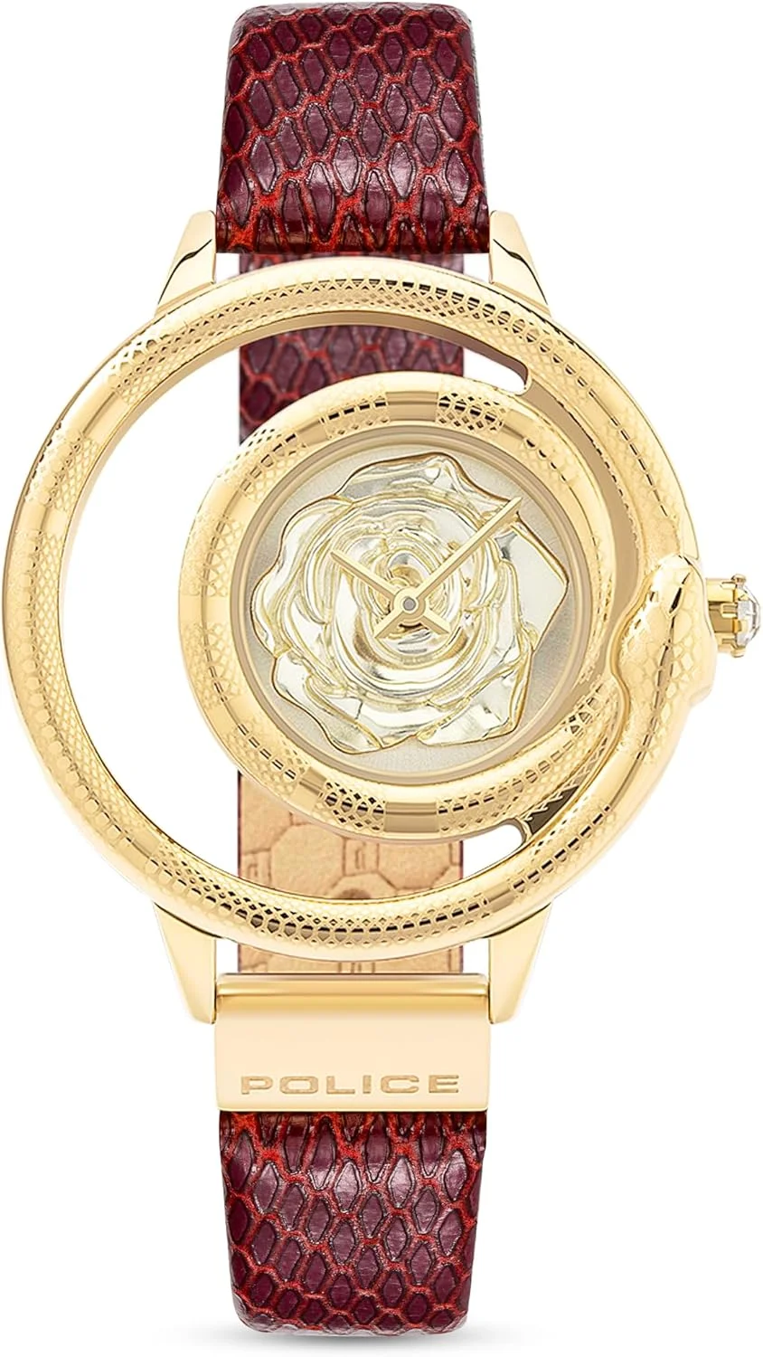 ساعت مچی آنالوگ زنانه پلیس مدل PEWLA2008302، اندازه قاب 36 میلی متر، طلایی/قرمز
