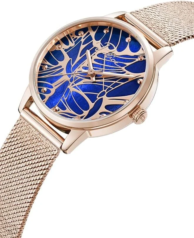 ساعت پلیس Camii زنانه با صفحه صدف آبی و دستبند توری رزگلد