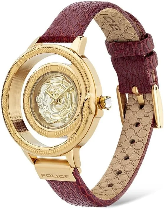 ساعت مچی آنالوگ زنانه پلیس مدل PEWLA2008302، اندازه قاب 36 میلی متر، طلایی/قرمز