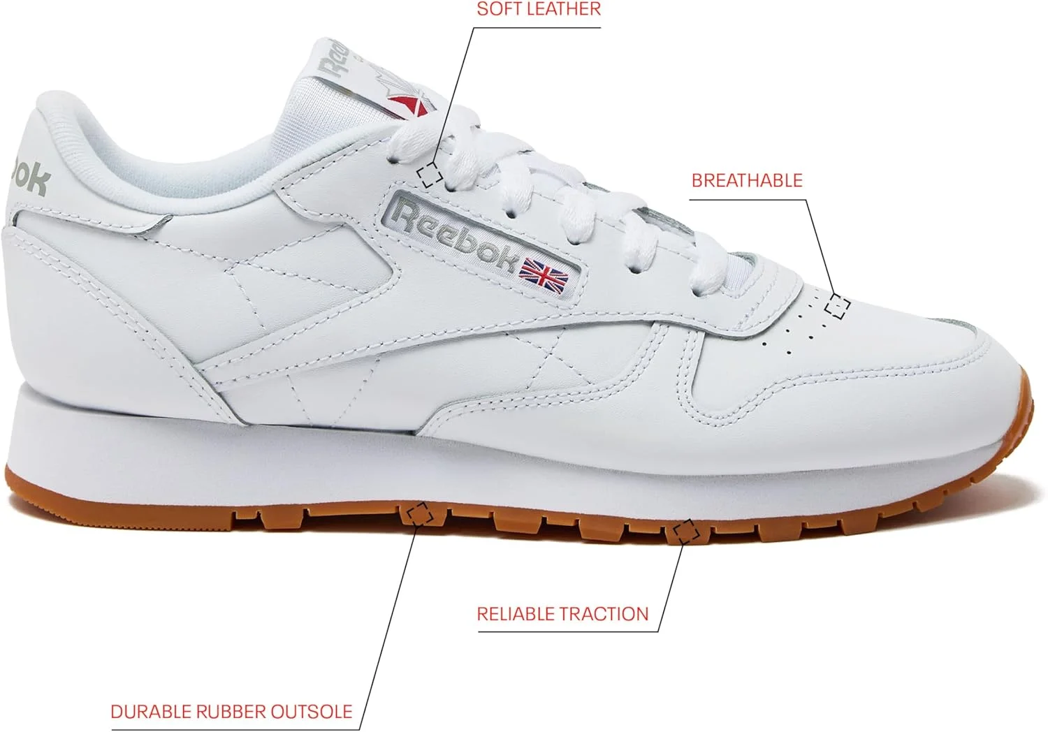 کفش ورزشی زنانه ریباک مدل کلاسیک چرم