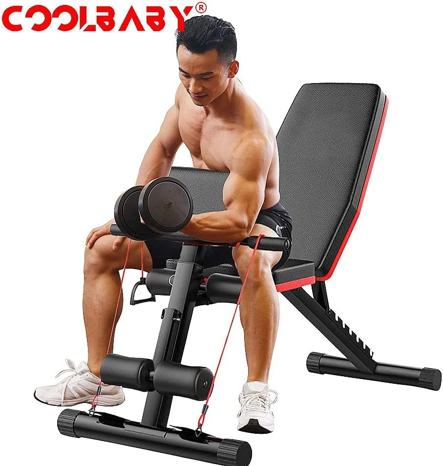 نیمکت وزنه برداری قابل تنظیم Coolbaby Wind Greeting، نیمکت چند منظوره برای تمرینات ورزشی، مناسب باشگاه و خانه - مشکی
