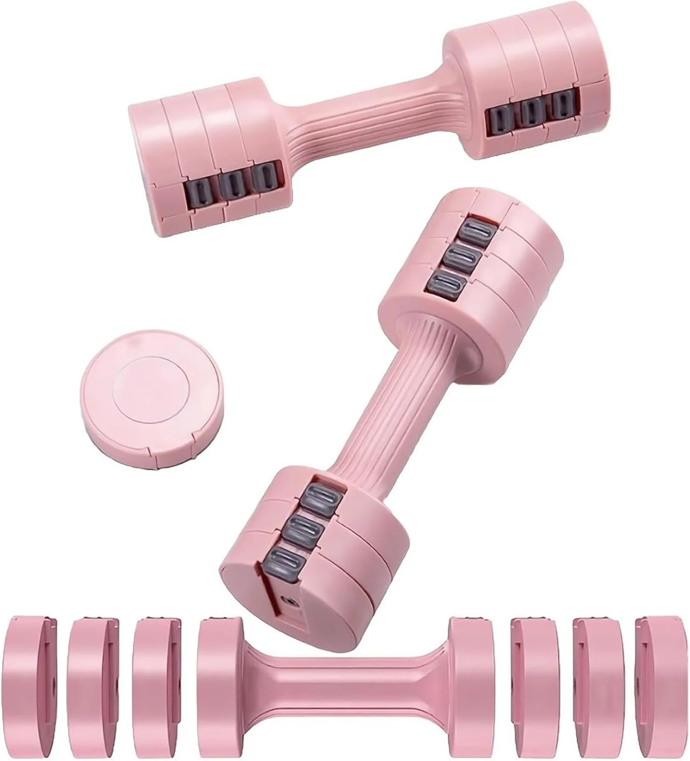ست دمبل قابل تنظیم کول بیبی برای بانوان، ست وزنه دستی با 4 گزینه وزنی 2، 3، 4 و 5 پوند، دمبل های با وزن قابل تنظیم آسان، ایده آل برای تناسب اندام در خانه (صورتی)