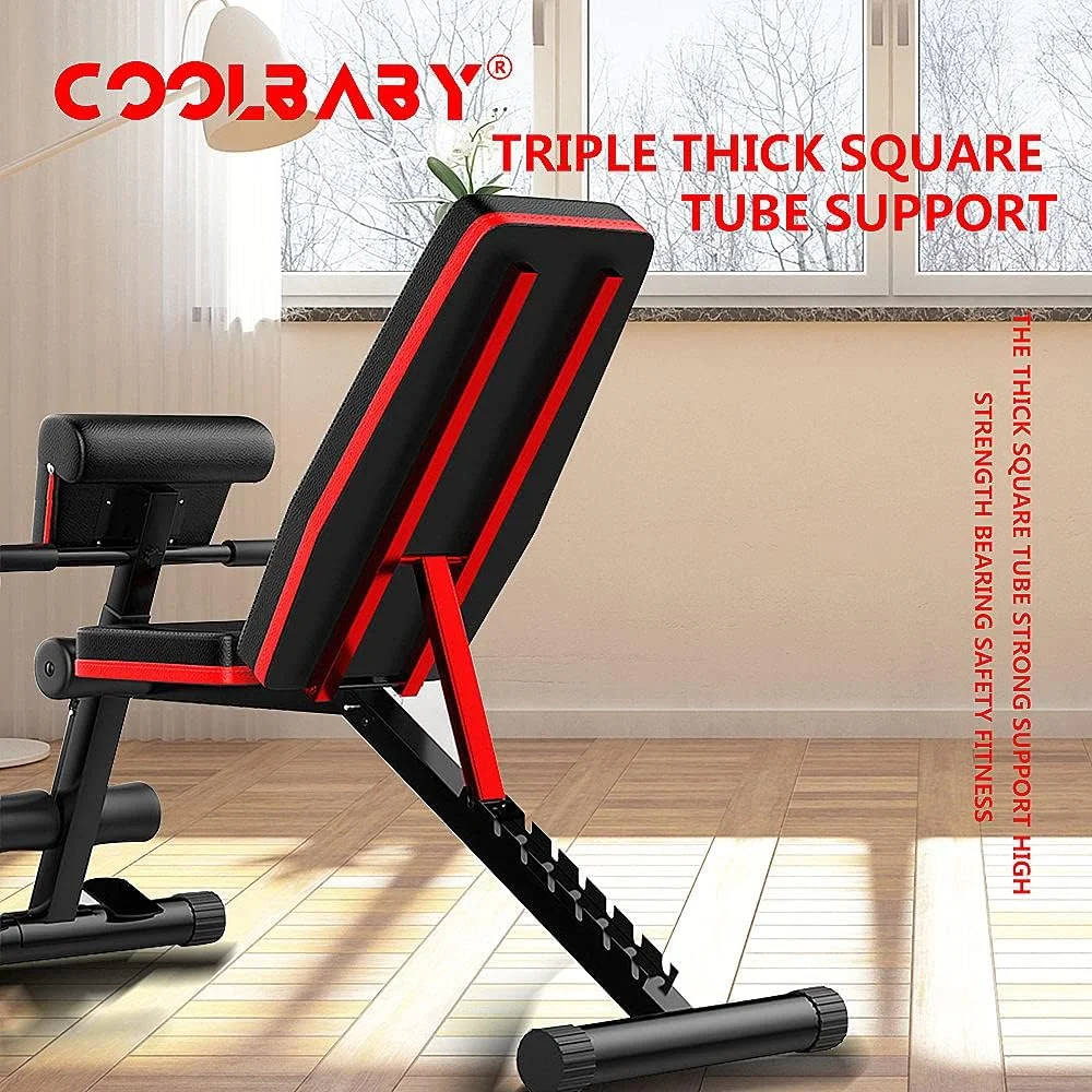 نیمکت وزنه برداری قابل تنظیم Coolbaby Wind Greeting، نیمکت چند منظوره برای تمرینات ورزشی، مناسب باشگاه و خانه - مشکی