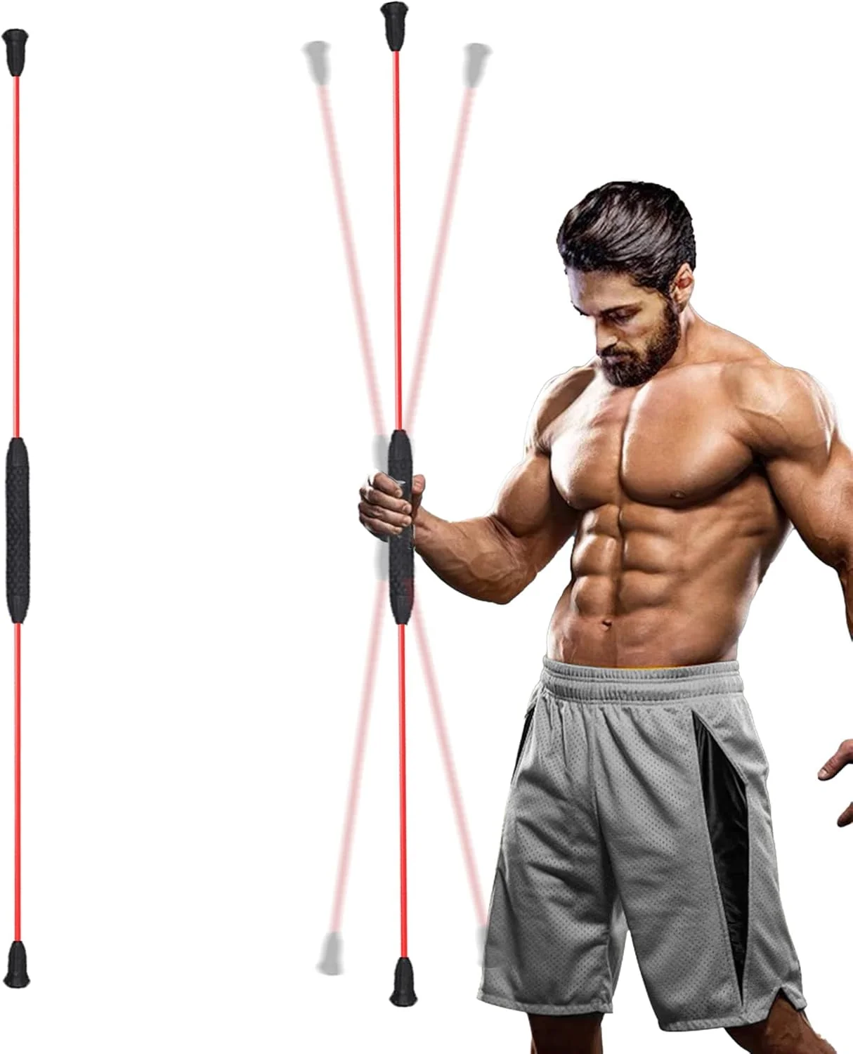 میله ورزشی الاستیک کول بیبی، میله های ارتعاشی با فرکانس بالا برای سوزاندن چربی کل بدن برای ایروبیک، یوگا، پیلاتس، مقاومت در تجهیزات باشگاه خانگی، مشکی