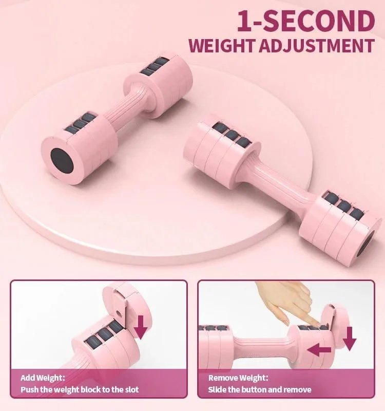 ست دمبل قابل تنظیم کول بیبی برای بانوان، ست وزنه دستی با 4 گزینه وزنی 2، 3، 4 و 5 پوند، دمبل های با وزن قابل تنظیم آسان، ایده آل برای تناسب اندام در خانه (صورتی)