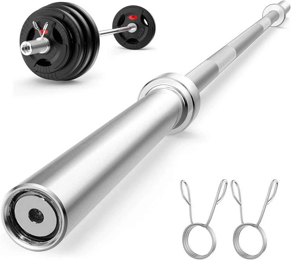 میله هالتر المپیک، میله وزنه برداری مستقیم 1.2 متری با بست های فنری، میله وزنه باشگاهی 150 کیلوگرمی برای صفحات وزنه 5 سانتی متری، اسکات ددلیفت کرل پرس سینه، تمرینات کراس فیت فولادی جامد ضد لغزش
