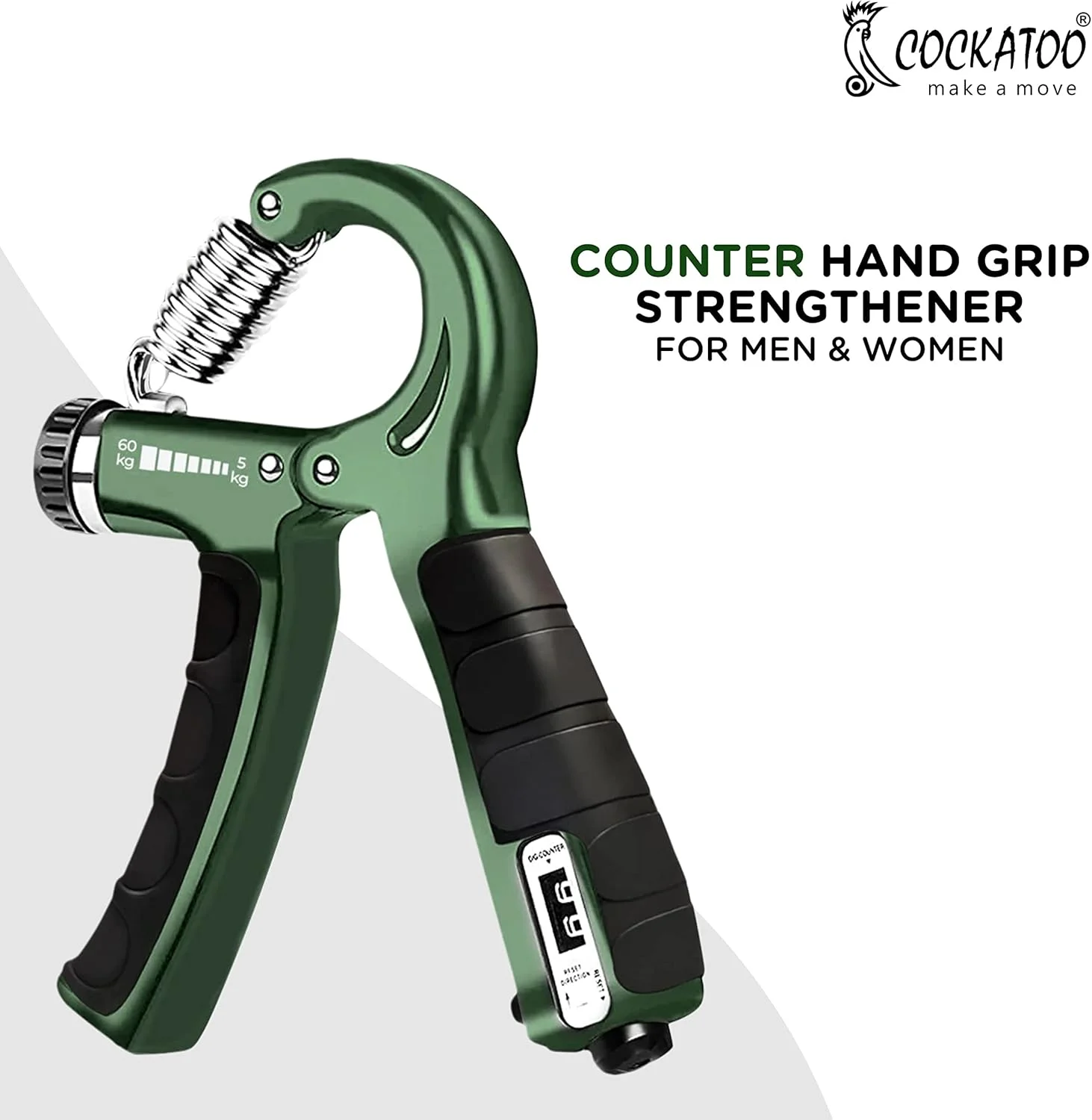 تقویت کننده مچ و انگشت کوکاتوو | (5 کیلوگرم - 60 کیلوگرم) گیره دستی قابل تنظیم | تقویت کننده دست برای آقایان و بانوان | تقویت کننده دیجیتال دست (آبی آسمانی)