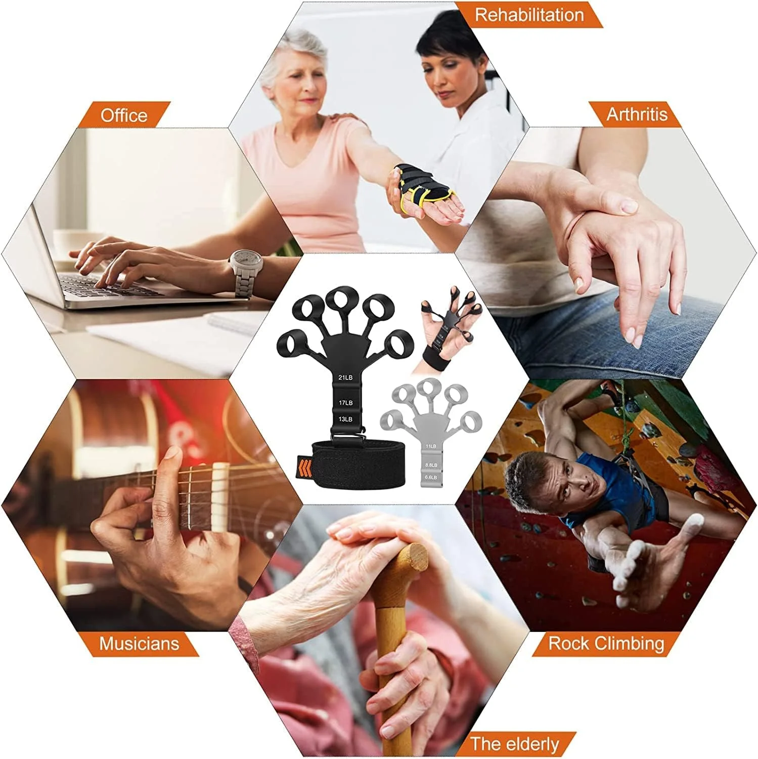 تقویت کننده مچ دست BOBBYQ - تمرین انگشت قابل تنظیم و کشش انگشت - تمرین دهنده قدرت مچ دست برای درمان دست، صخره نوردی - تسکین درد برای آرتروز، تونل کارپال