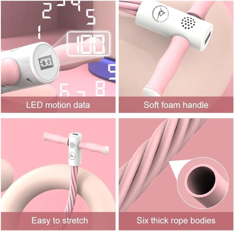 کشنده پدالی چند منظوره BIGTHREE، کشنده طناب مقاومت پدالی، کشنده دراز و نشست، با طناب 6 لوله و شمارنده الکترونیکی، تمرین دهنده برای تمرینات شکم، پا و تمرینات یوگا، صورتی.