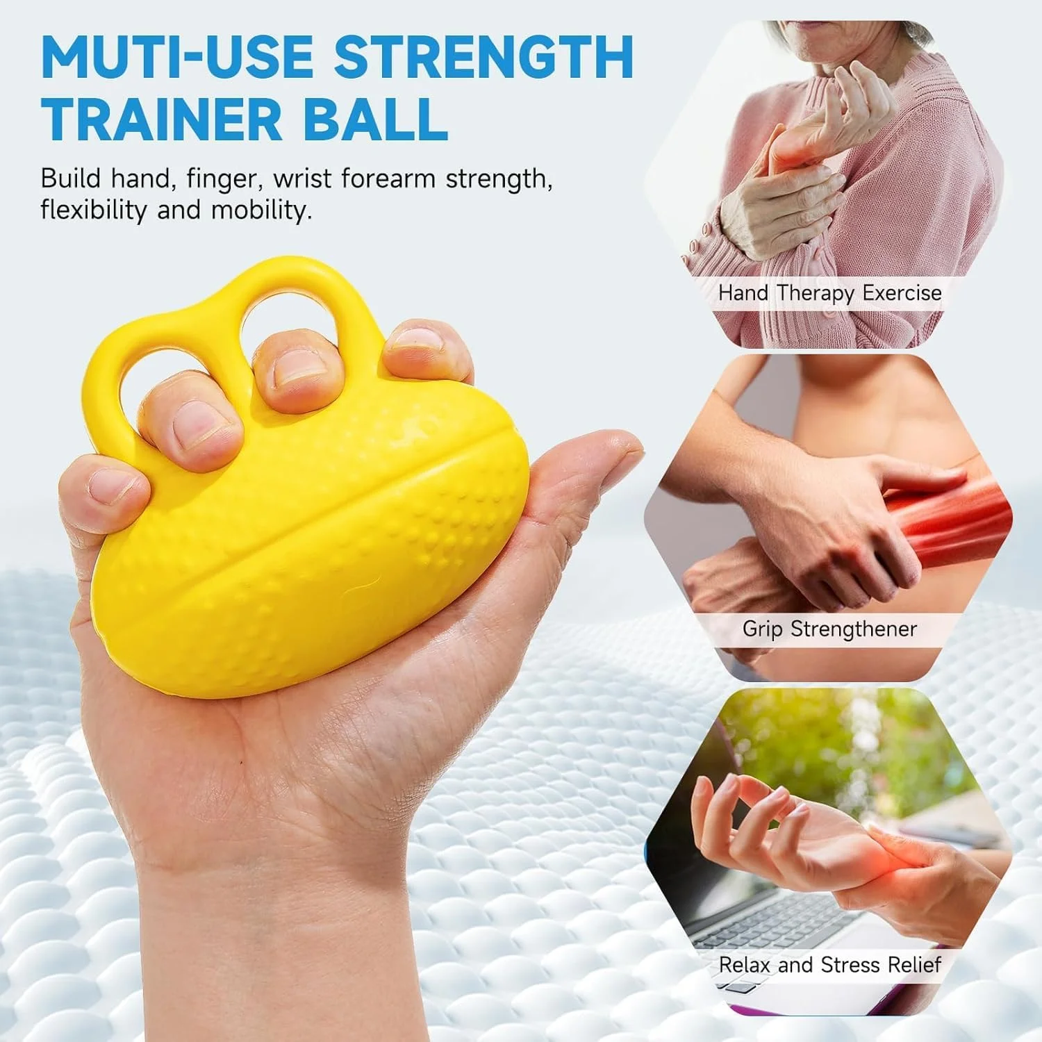 توپ تقویت مچ و انگشتان BIGTHREE، توپ تمرین دست، توپ کاهش استرس بزرگسالان، تقویت انگشت و مچ، تمرین کشش انگشت برای توانبخشی، آرتروز و تونل کارپال.