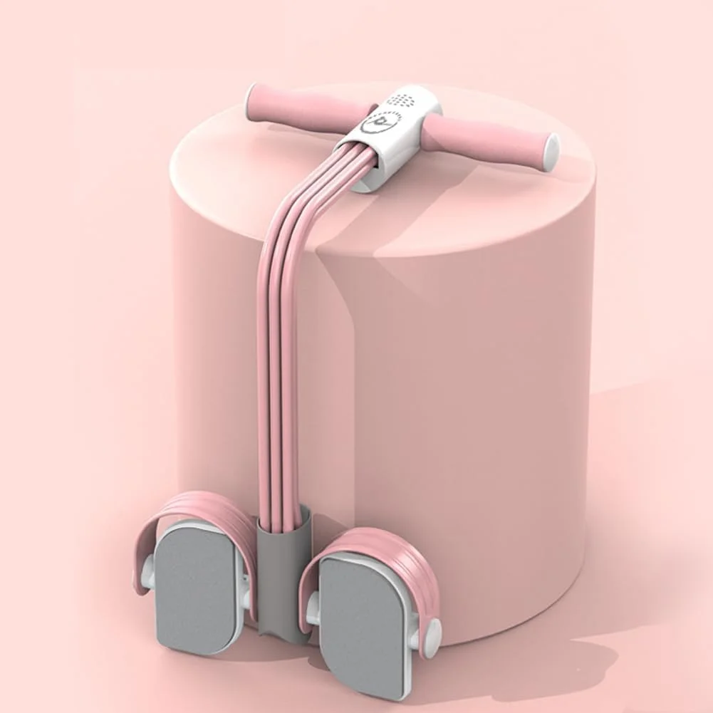 کشنده پدالی چند منظوره BIGTHREE، کشنده طناب مقاومت پدالی، کشنده دراز و نشست، با طناب 6 لوله و شمارنده الکترونیکی، تمرین دهنده برای تمرینات شکم، پا و تمرینات یوگا، صورتی.