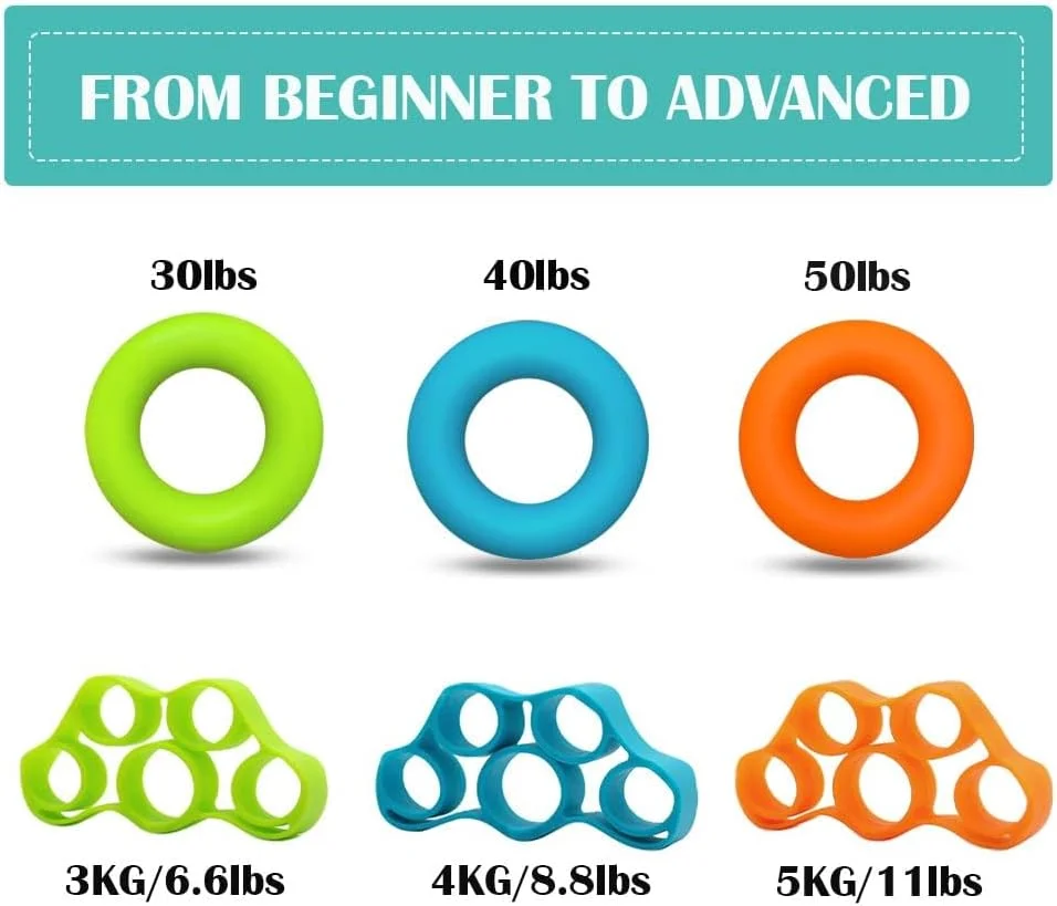 تقویت کننده انگشت BIGTHREE، گریپر دستی سیلیکونی، مجموعه 3 عددی کشنده انگشت، حلقه تمرین دستی رفع فشار برای تمرین ساعد، تقویت کننده انگشت گیتار و صخره نوردی