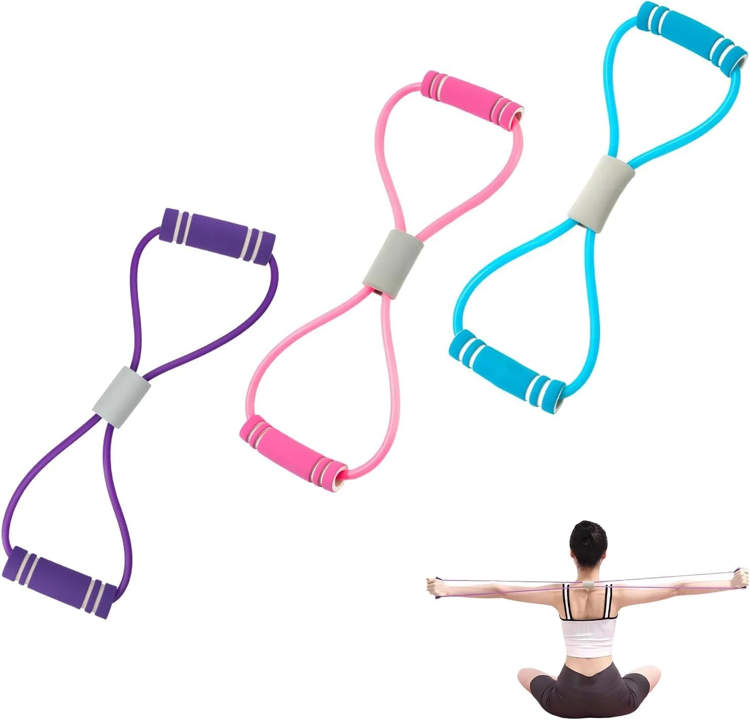 کش های پیلاتس BIGTHREE، 3 عدد کش ورزشی TPR، کش های مقاومتی، کش های تمرینات کششی، مناسب برای تقویت عضلات، یوگا، باشگاه، تناسب اندام، تمرینات ورزشی، عضلات بازو، سینه و شانه