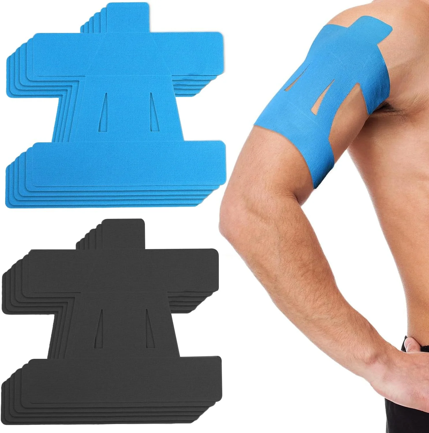 نوار کینزیولوژی 12 عددی برای شانه، نوارهای ورزشی برای حمایت از شانه، عضلات ورزشی و ثبات، نوارهای از پیش برش خورده، افزایش خاصیت ارتجاعی ضد آب و الاستیک، ضد حساسیت و تنفس پذیر