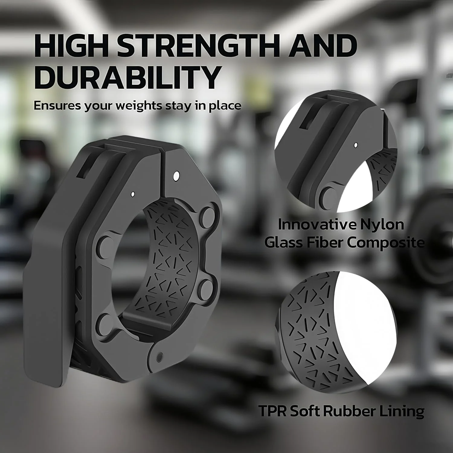 گیره هالتر (جفت)، بست هالتر، بست های هالتر المپیک با رهاسازی سریع و دسته TPR ضد لغزش، گیره های هالتر برای وزنه برداری و پاورلیفتینگ ایمن (مشکی)