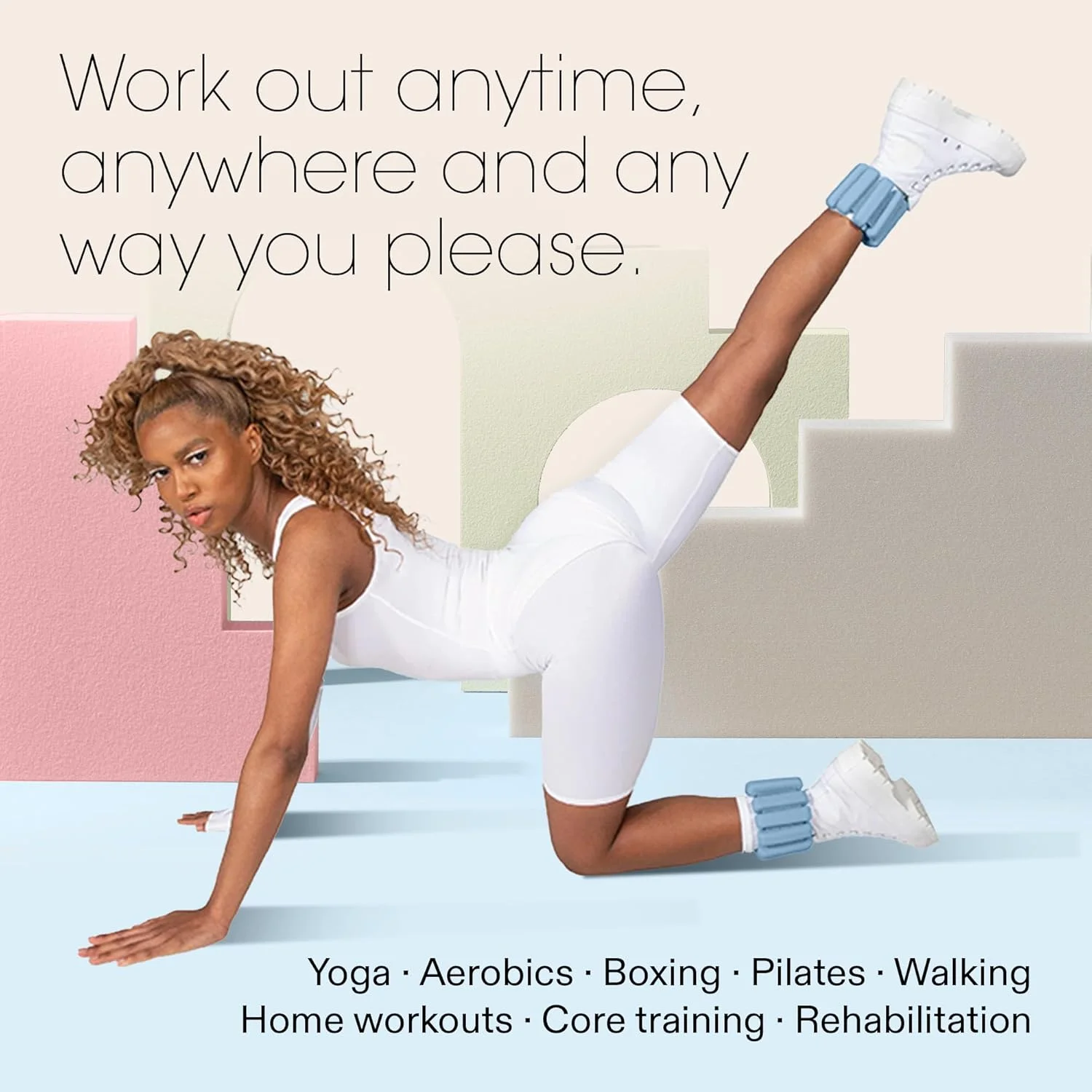 دستبند وزنه ای بالا - ست 2 عددی (450 گرم و 900 گرم هر کدام) | وزنه های قابل تنظیم مچ دست و مچ پا | یوگا، رقص، بار، پیلاتس، کاردیو، ایروبیک، پیاده روی