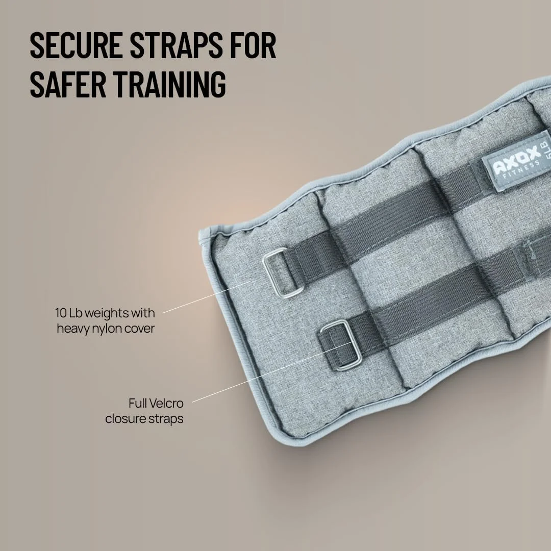 وزنه مچ پا آکوکس فیتنس 4.5 کیلوگرمی (10 پوند) – یک جفت وزنه قابل تنظیم پا و مچ دست با بندهای چسبی – پر شده با شن آهن مرغوب برای دویدن، ایروبیک، فرم دهی و تمرینات قدرتی
