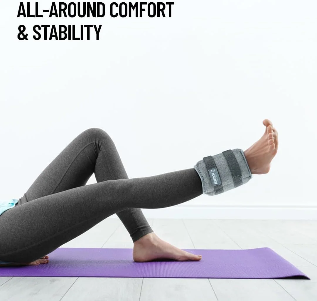 وزنه مچ پا آکوکس فیتنس 4.5 کیلوگرمی (10 پوند) – یک جفت وزنه قابل تنظیم پا و مچ دست با بندهای چسبی – پر شده با شن آهن مرغوب برای دویدن، ایروبیک، فرم دهی و تمرینات قدرتی