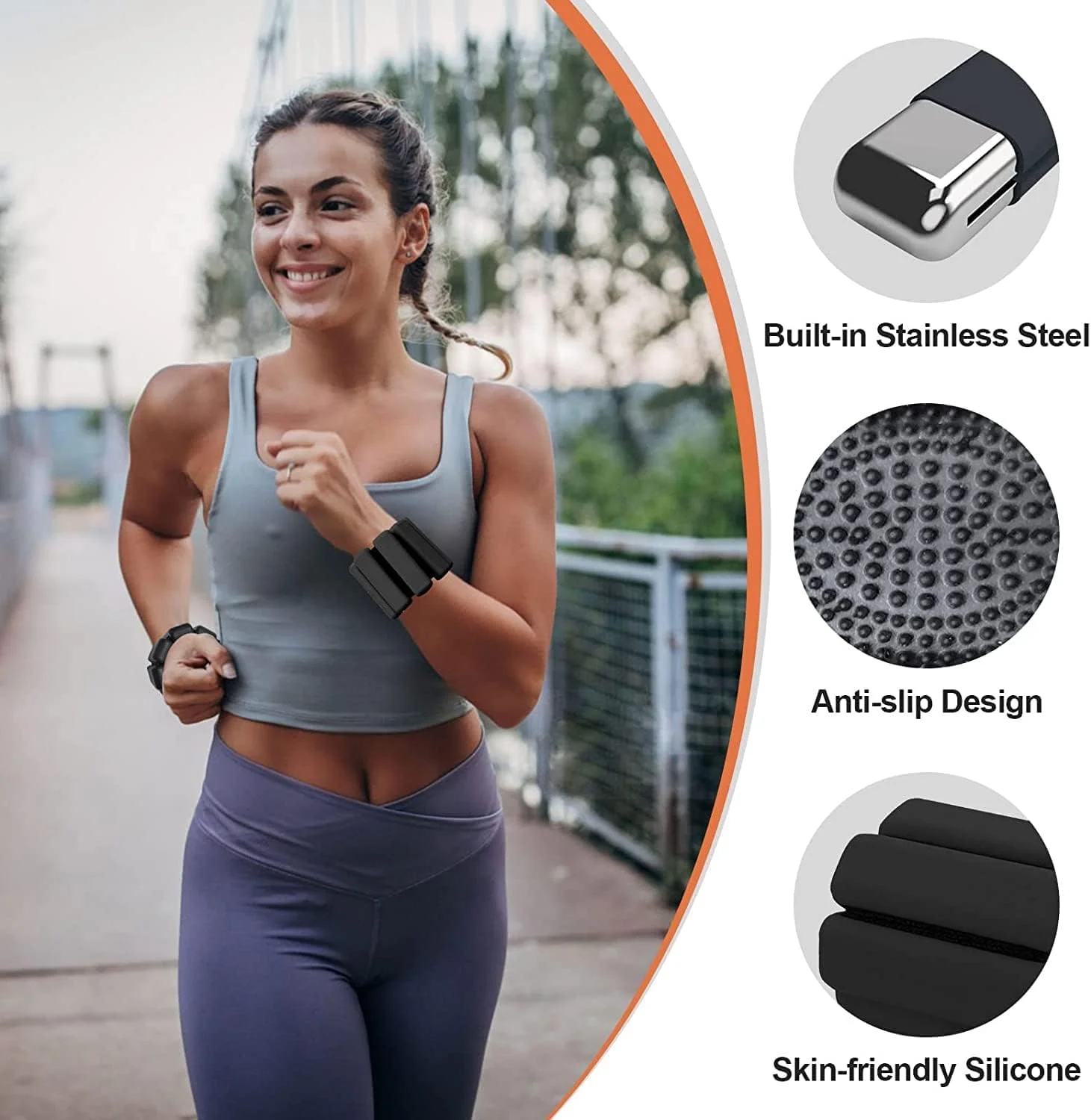 وزنه مچ پا و دست قابل تنظیم آرکئوپتریکس برای مردان و زنان، یک جفت وزنه مچ پا 2 پوندی برای باشگاه، تناسب اندام، تمرین، پیاده روی، دویدن، یوگا، پیلاتس، پیاده‌روی، ایروبیک - مشکی