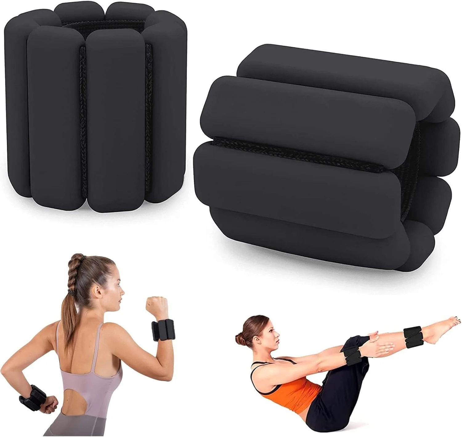 وزنه مچ دست عربست، ست 2 عددی وزنه های مچ و مچ پا قابل تنظیم، وزنه مچ دست برای تمرینات قدرتی زنان و مردان، وزنه پا برای یوگا، رقص، پیلاتس، کاردیو (وزن هر قطعه 450 گرم)