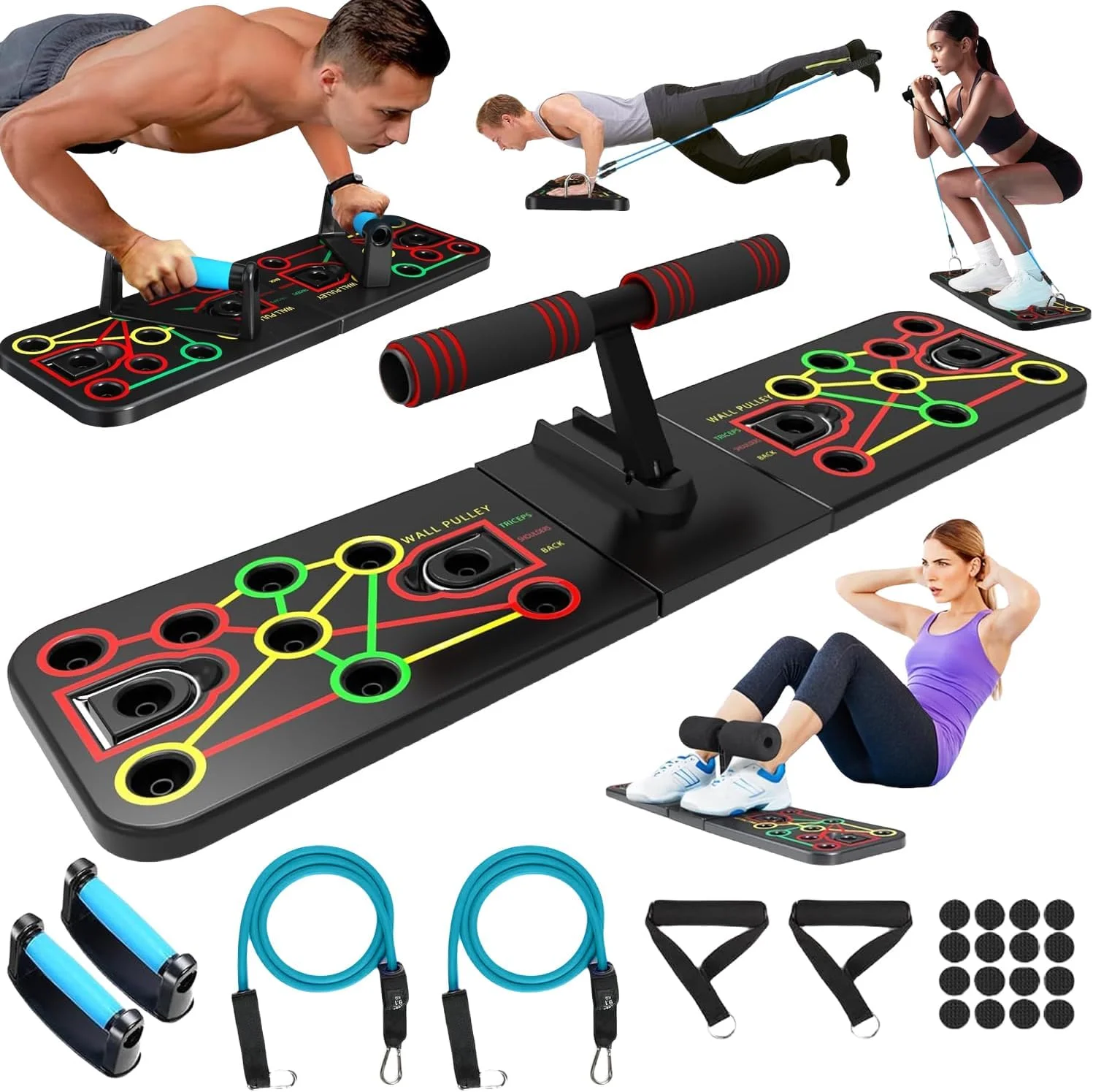 تخته شنای آنجو با پایه دراز و نشست. تخته شنای چند منظوره با کش های مقاومتی، تجهیزات ورزشی قابل حمل، تجهیزات تمرین قدرتی، دسته های شنا برای شناهای بی نقص، تناسب اندام خانگی برای مردان