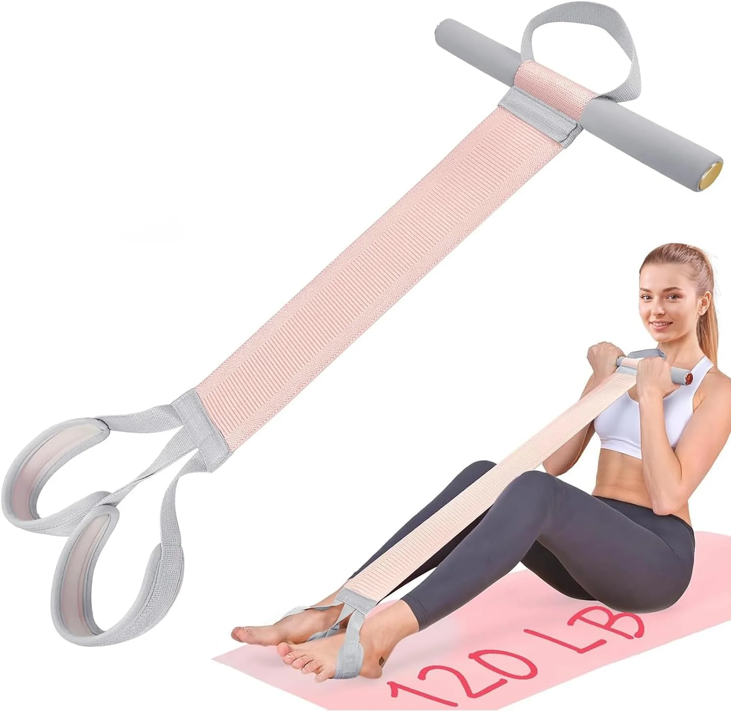 بند مقاومتی پارچه ای Angju با دسته، بند تمرینی کل بدن 120 پوندی، بندهای الاستیک ضد لغزش برای تمرینات قدرتی عضلات، تجهیزات تمرینی کششی برای پا، بازو، سینه، هسته، مچ دست و مچ پا