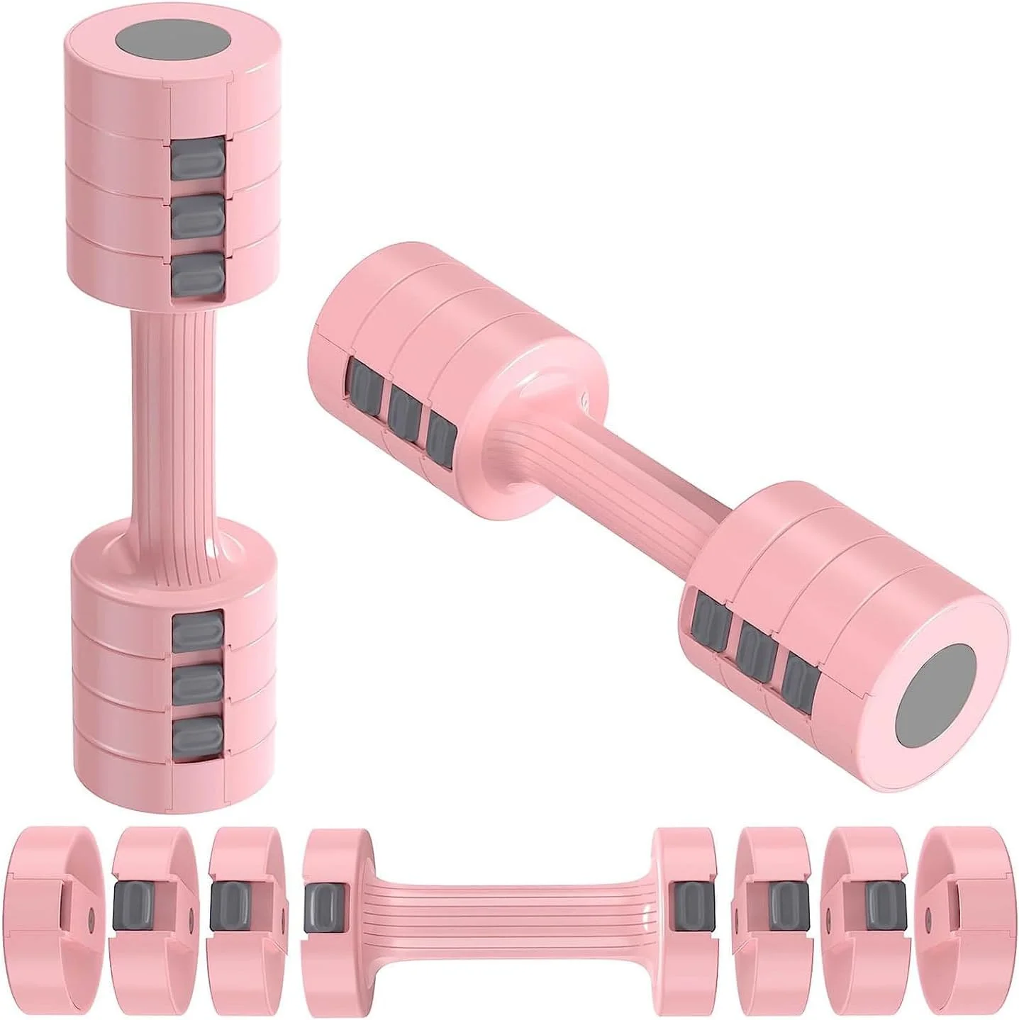 ست دمبل قابل تنظیم Angju، ست وزنه دستی با 4 وزنه قابل تنظیم 2lb 3lb 4lb 5lb، دمبل های وزنه قابل تنظیم برای تمرینات قدرتی تناسب اندام در خانه برای زنان/مردان