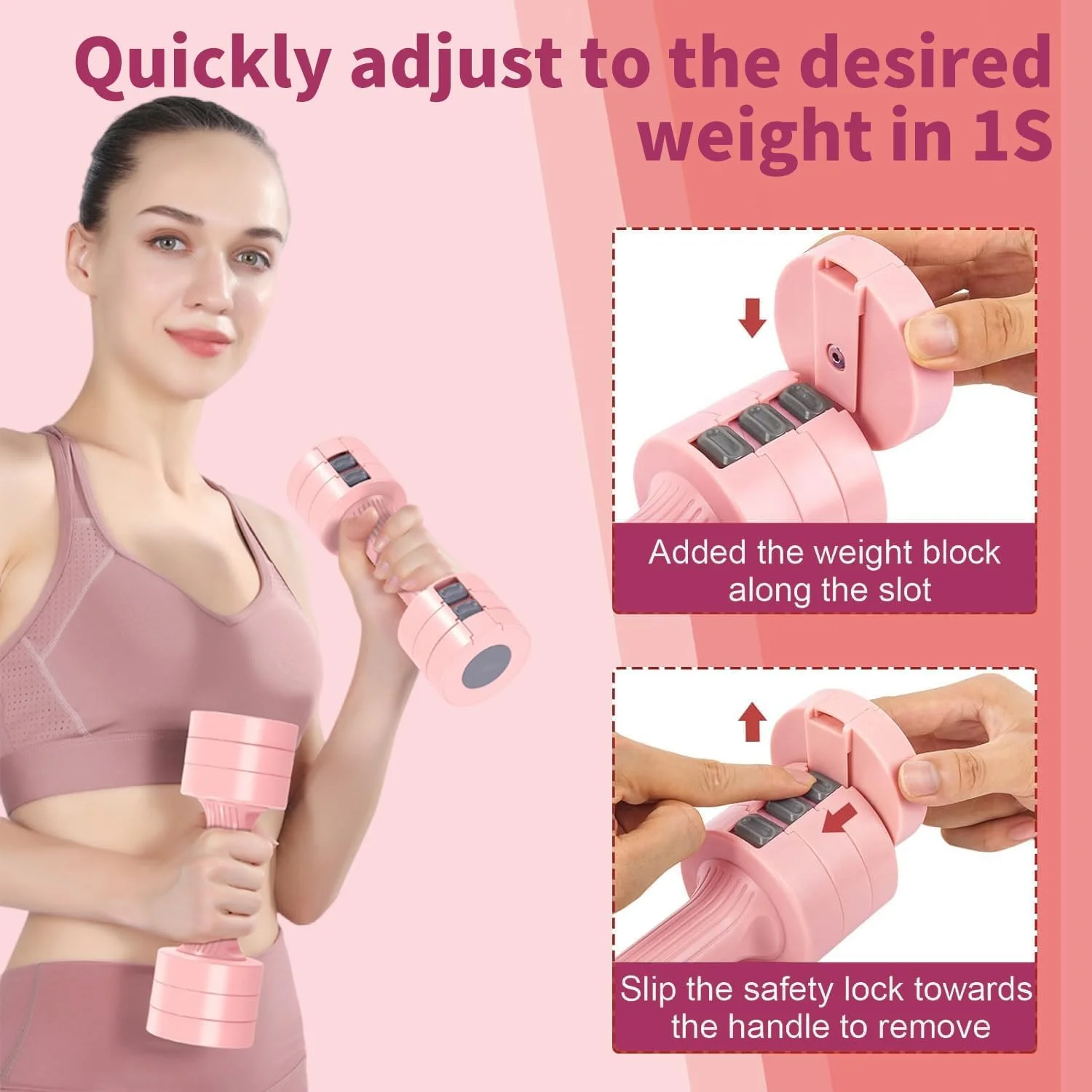 ست دمبل قابل تنظیم Angju، ست وزنه دستی با 4 وزنه قابل تنظیم 2lb 3lb 4lb 5lb، دمبل های وزنه قابل تنظیم برای تمرینات قدرتی تناسب اندام در خانه برای زنان/مردان